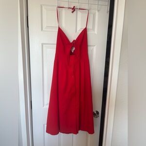 Red Halter Dress with Button Front
